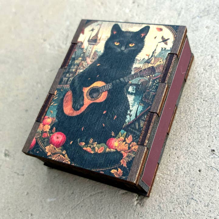 Most Amazing - Wholesale Matches - Matches • Black Cat with Guitar Wooden Matchboxes5