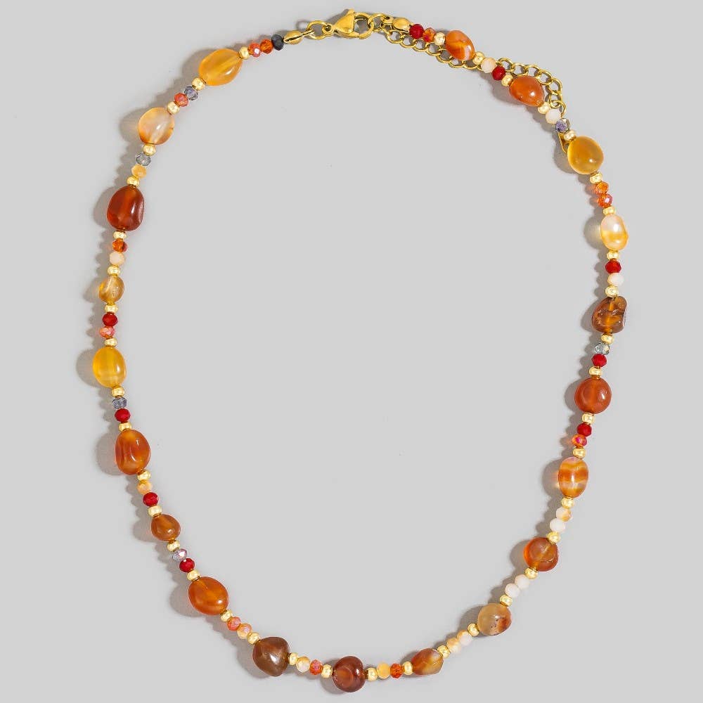 The Looks by Fame Accessories – Großhandel Kette mit Anhänger/Charm – Halskette mit verschiedenen Steinperlen0