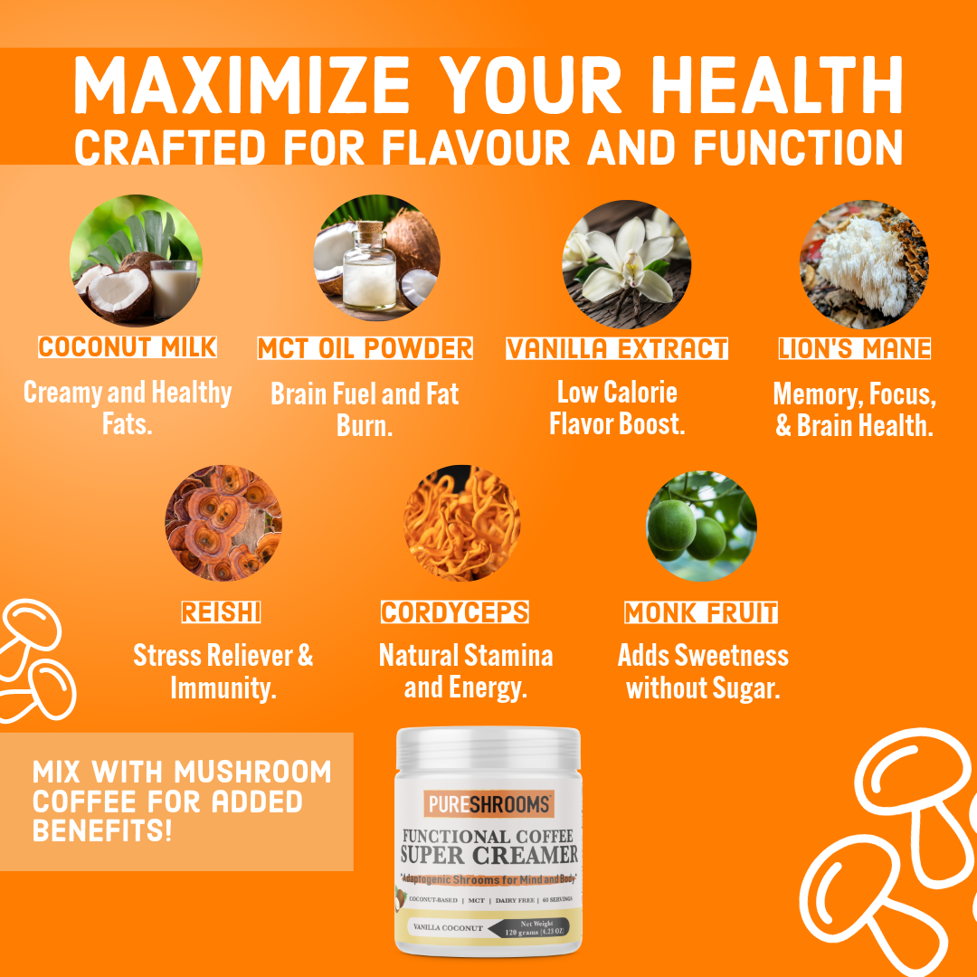 PureShrooms Inc. - Wholesale Creamer - Super Coffee Creamer (Vanilla) |Best Seller | 60 Servings1