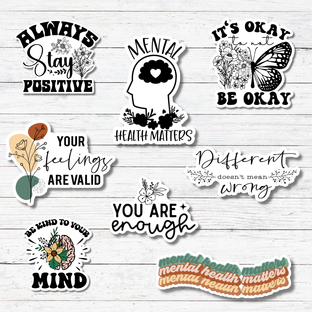 Oily Graphic Creations - Wholesale Sticker - Stay Positive-Mental Health Stickers/Magnet3
