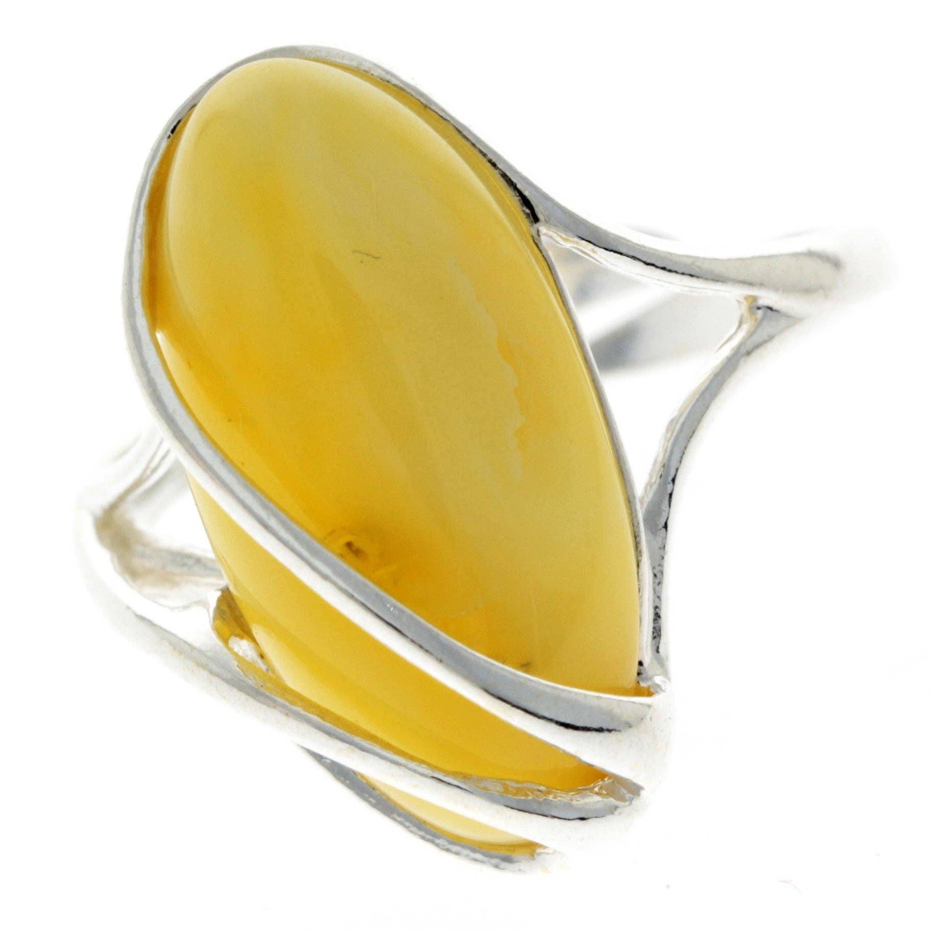 SilverAmber Jewellery - Wholesale Cocktail/Statement Ring - 925 Sterling Silver & Genuine Baltic Amber Adjustable Ring GL423A9