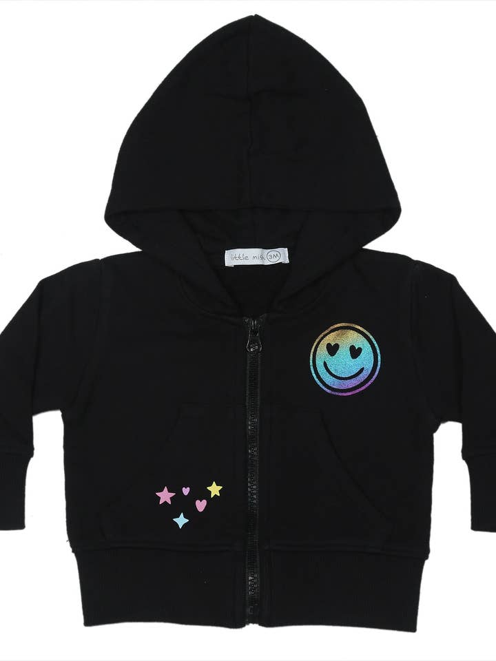 ZH4764 Rainbow Foil Smile Zip Hoodie for wholesale by 🤍Baby Steps and Mish Kids