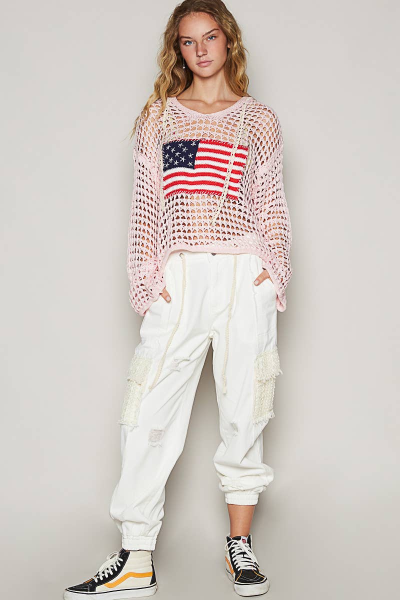 Pol Clothing - Wholesale Jeans - Women's - Tie waistband contrast crochet cargo pockets denim joggers31