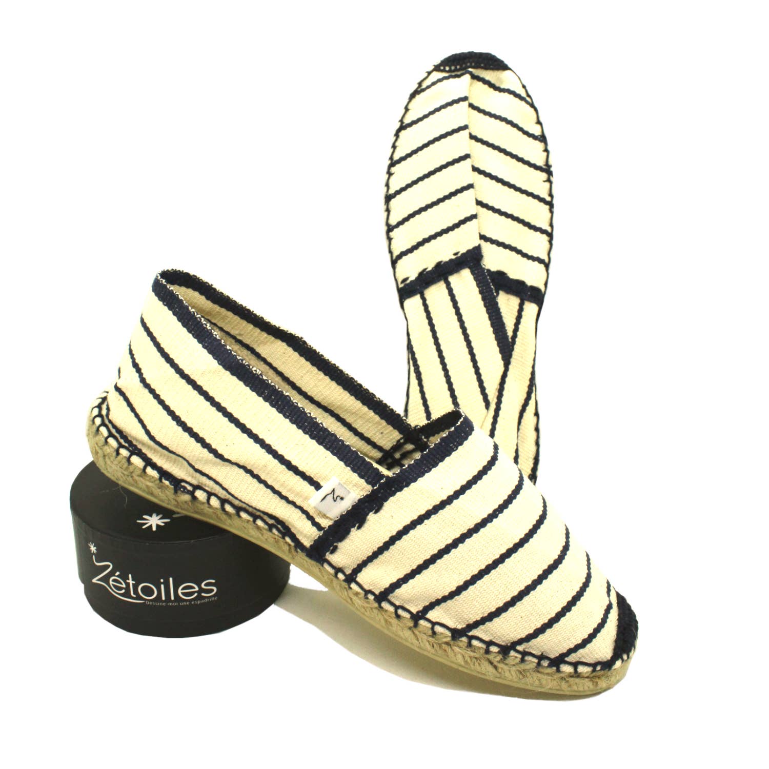 Zétoiles Dessine-moi une espadrille – Großhandel Sandalen – Unisex – Espadrille Algabi in Ecru und Marineblau2