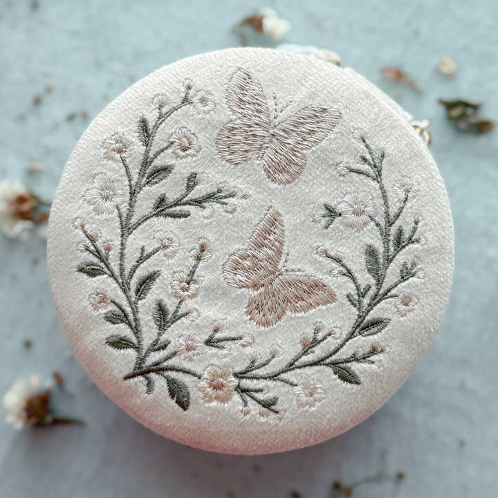 Posie Embroidered Jewelry Box for wholesale by Haiku Lane Jewelry