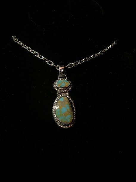 True Western Elegance | Two-Stone Turquoise Pendant for wholesale by Regul Silver