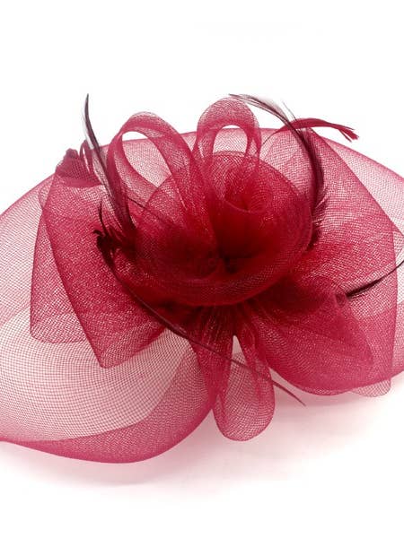 AH0041-Classic Flower Mesh Fascinator with Headband and Clip for wholesale by April Moon