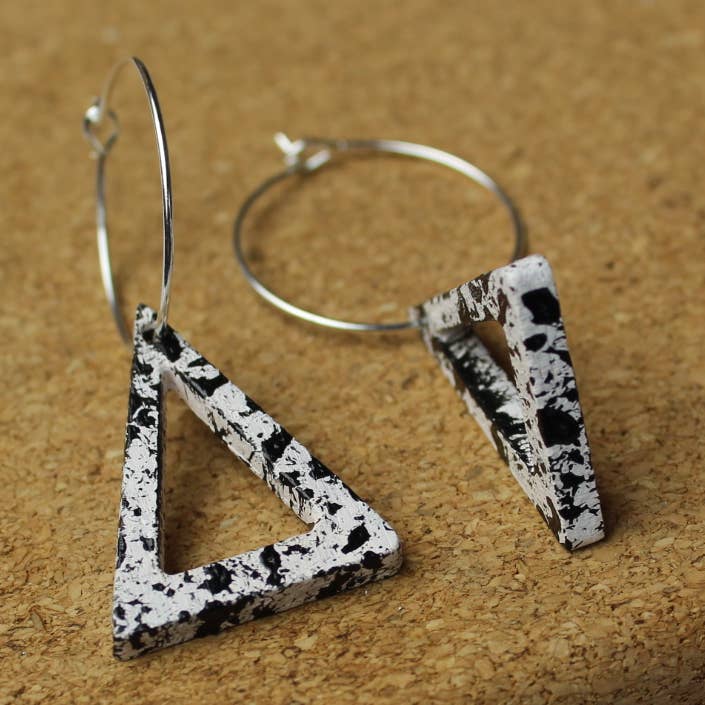 TRIANGLE OUTLINE HOOPS WHITE for wholesale by Jennifer Lemon Designs