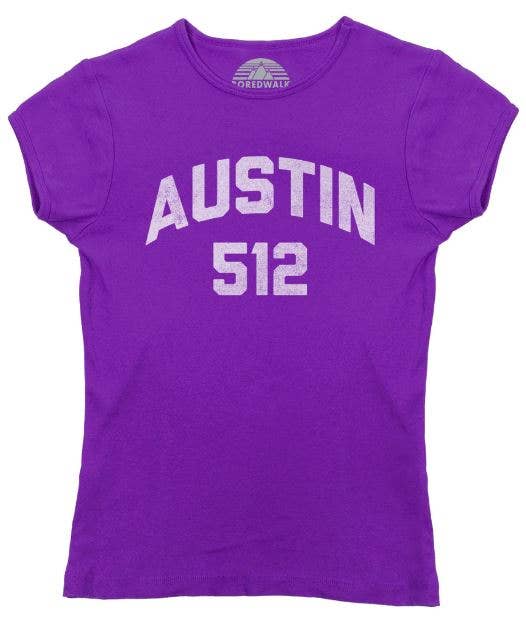 Boredwalk - Wholesale Screen Printed T-Shirt - Women's - Women's Austin 512 Area Code T-Shirt2