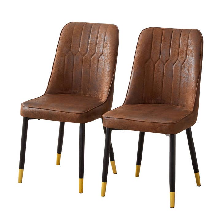 Sæt med 2 brune spisestuestole med sorte og gyldne ben CLARITYLSTRY for engroshandel hos Urban Meuble