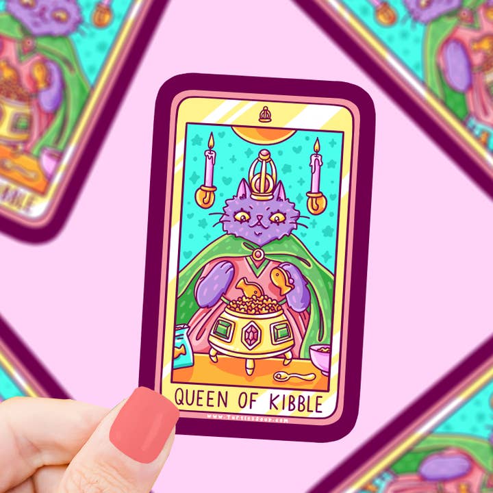 Turtle's Soup - Wholesale Sticker - Queen of Kibble Cat Major Arcana Tarot Card Vinyl Sticker