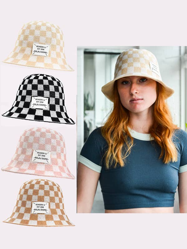 Mark Ashton Wholesale - Vente Bob – femme - Chapeau seau crocheté à carreaux des années 904