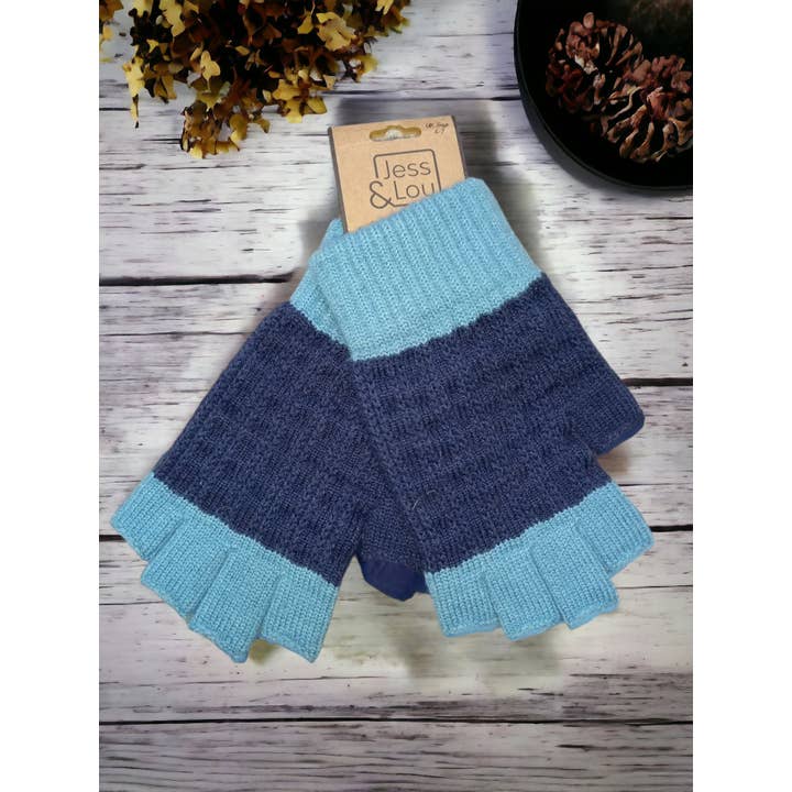 Jess & Lou – wholesale Gloves – Women's – Colour Block Fingertip-less Gloves 3