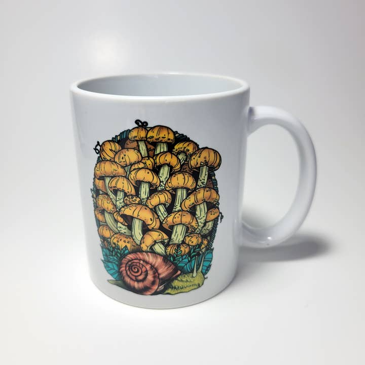 Mushroom Marauder – wholesale Coffee mug – Land Snail and Chestnut Mushrooms Mug | 11oz/15oz7