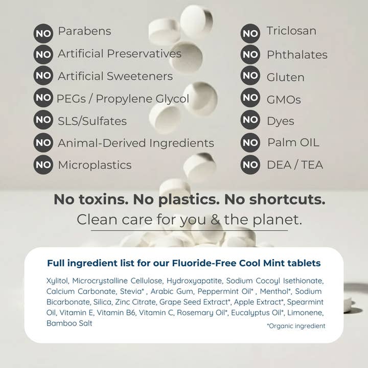 Tidalove - Wholesale Toothpaste - Fluoride-Free Toothpaste Tablets – 62ct Refill Pouch (Case of 30)