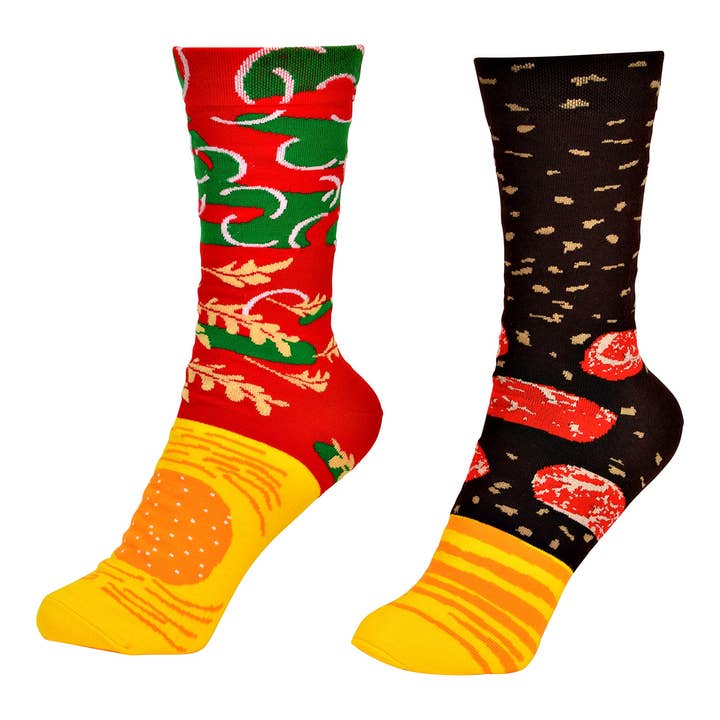 Wurm - Wholesale Gag Gift/Novelty Gift - Socks Burger 3 Pairs made of Cotton, Colorful (W/H/D) 12x10x12cm1