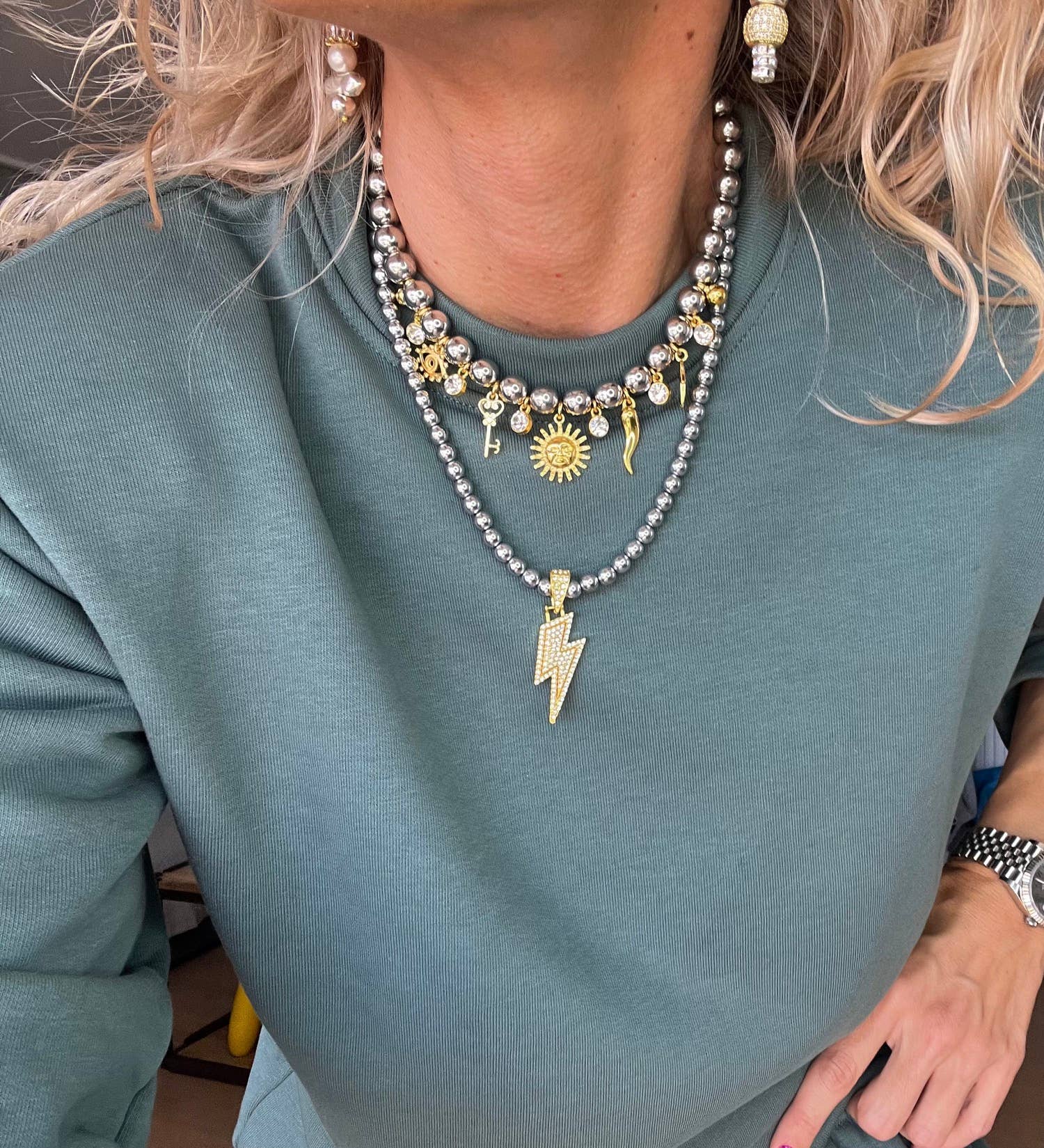 Goupi - Wholesale Pendant/Charm Necklace - Silver and gold details charm necklaces 4