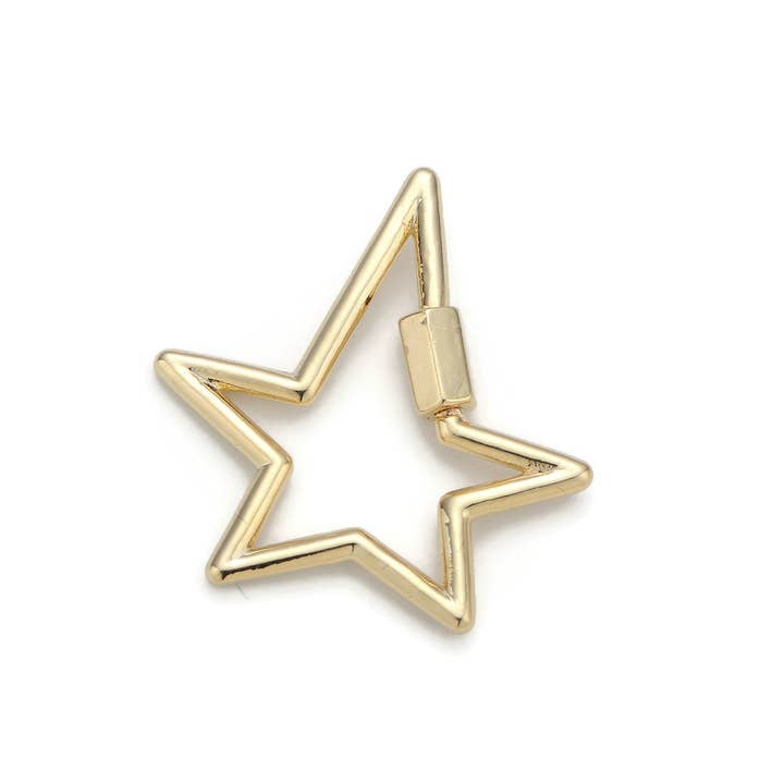 Aim Eternal - Wholesale Clasp - 1pc Carabiner Star Screw Clasp, Clasp Oval, Interlocking Star Clasp, Star Shaped Clasps, Gold and Silver Color Option