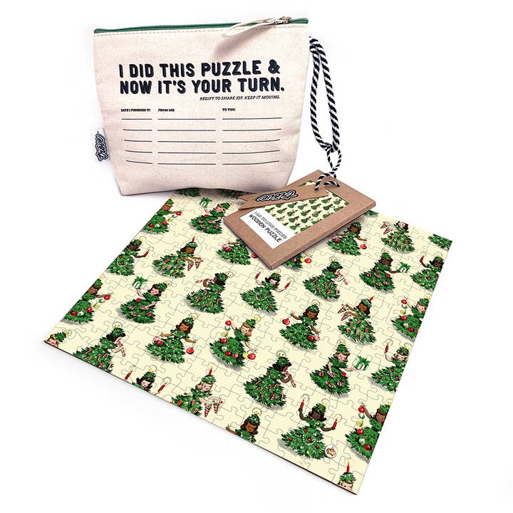 Trove - Wholesale Puzzle - Adult - Wooden Puzzle: Christmas Fairies in Pouch1