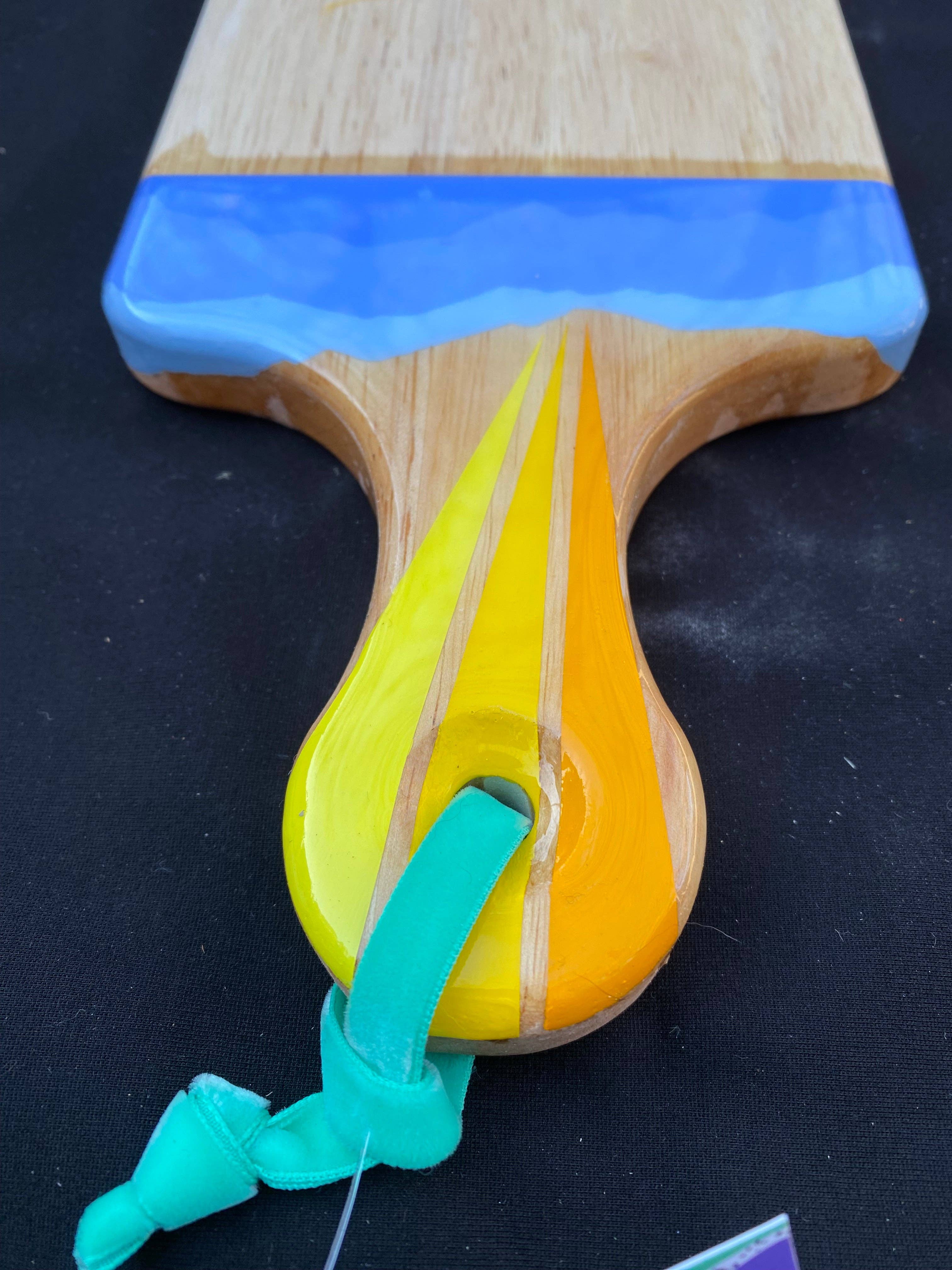 Artifacts of Joy - Wholesale Cheese Board - Charcuterie Board + Cheese Board + Cutting Board Gold Rainbow Sky Over Blue Clouds2