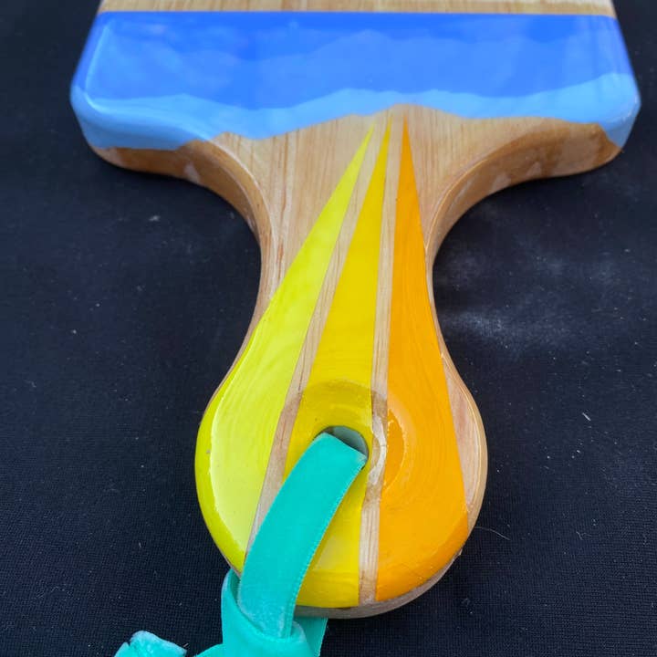 Artifacts of Joy - Wholesale Cheese Board - Charcuterie Board + Cheese Board + Cutting Board Gold Rainbow Sky Over Blue Clouds2