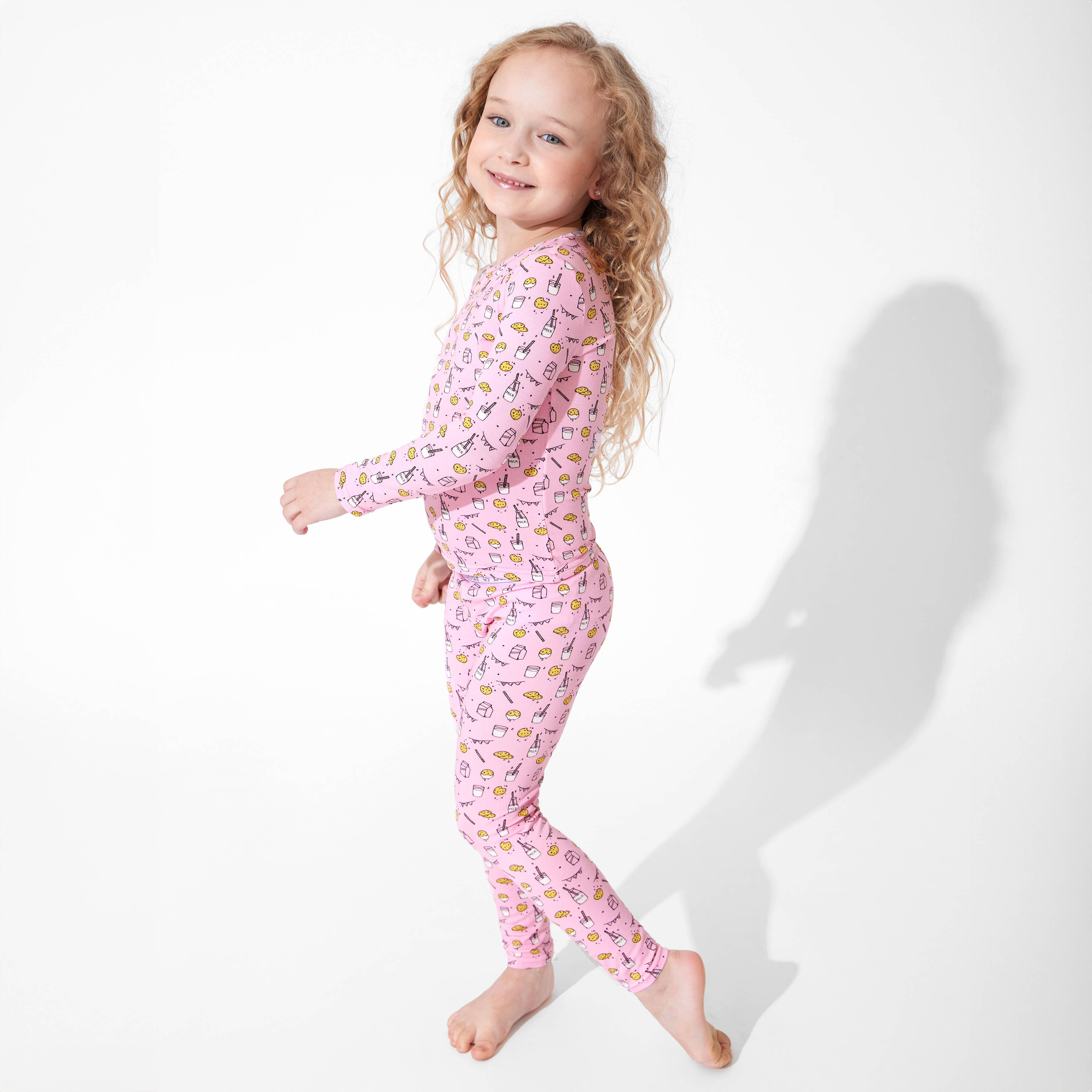 Bellabu Bear - Wholesale Sleepwear Set - Kids - Milk and Cookies Pink Bamboo Kids Pajamas5