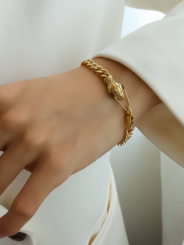 Oro Giallo Bracciale serpente placcato oro 18K, non si ossida in vendita all'ingrosso su Faire1