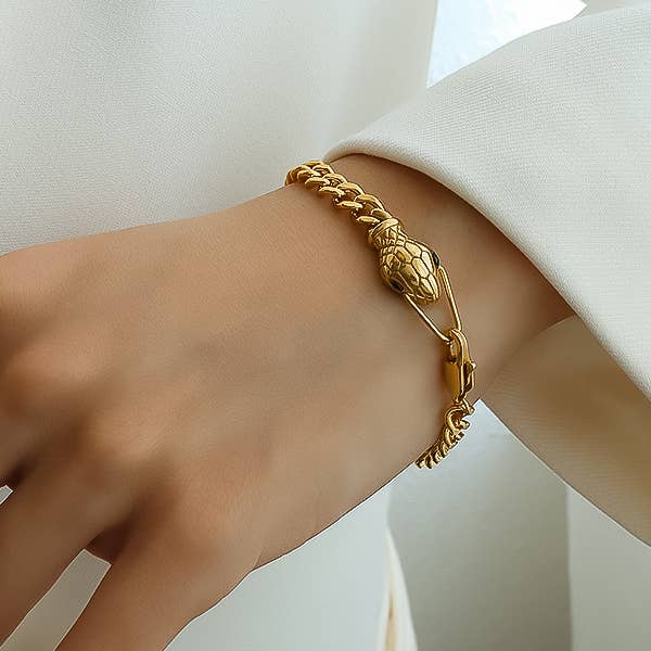 Habu 18K Gold Non-Tarnish Serpent Bracelet for wholesale on Faire1