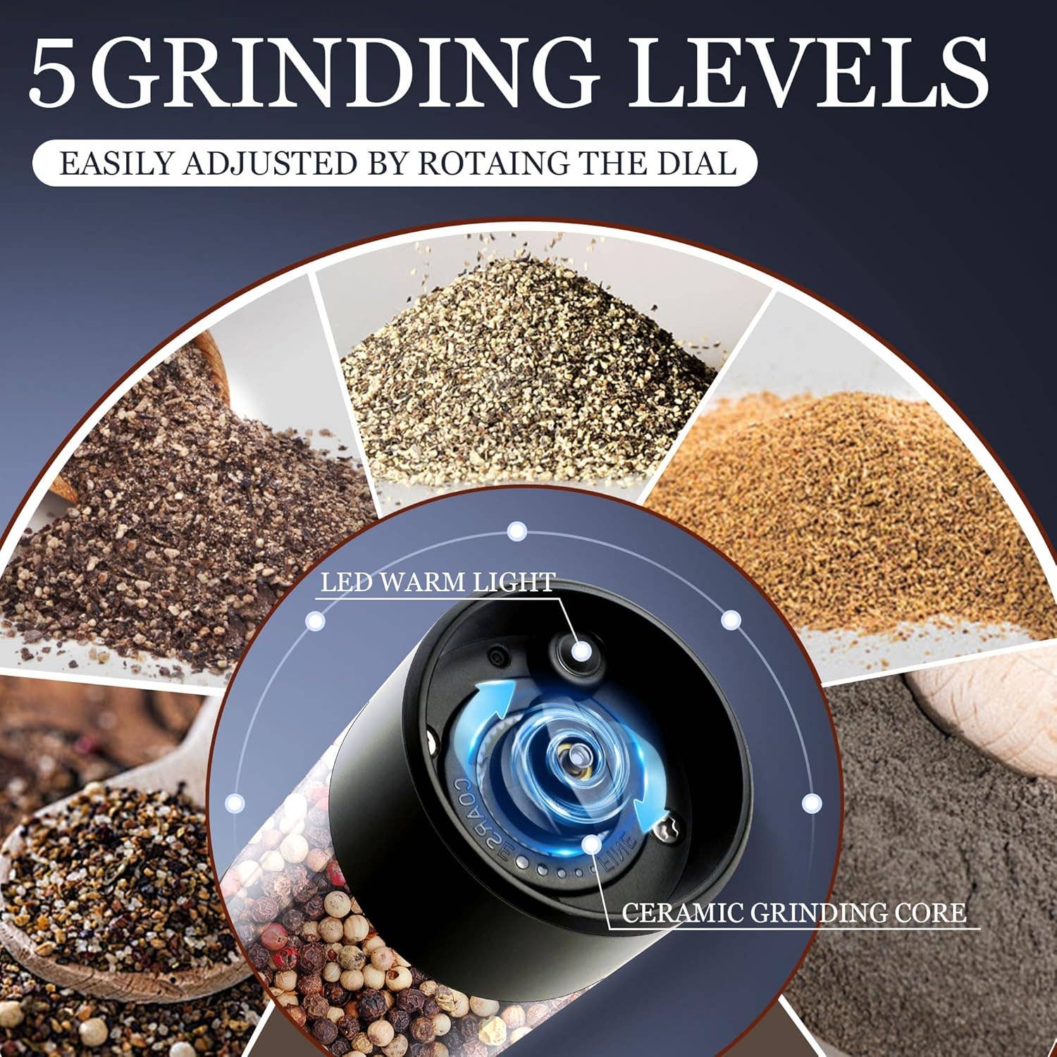 VIGOR – wholesale Köksapparat – Elektrisk salt- och pepparkvarnset automatiskt15