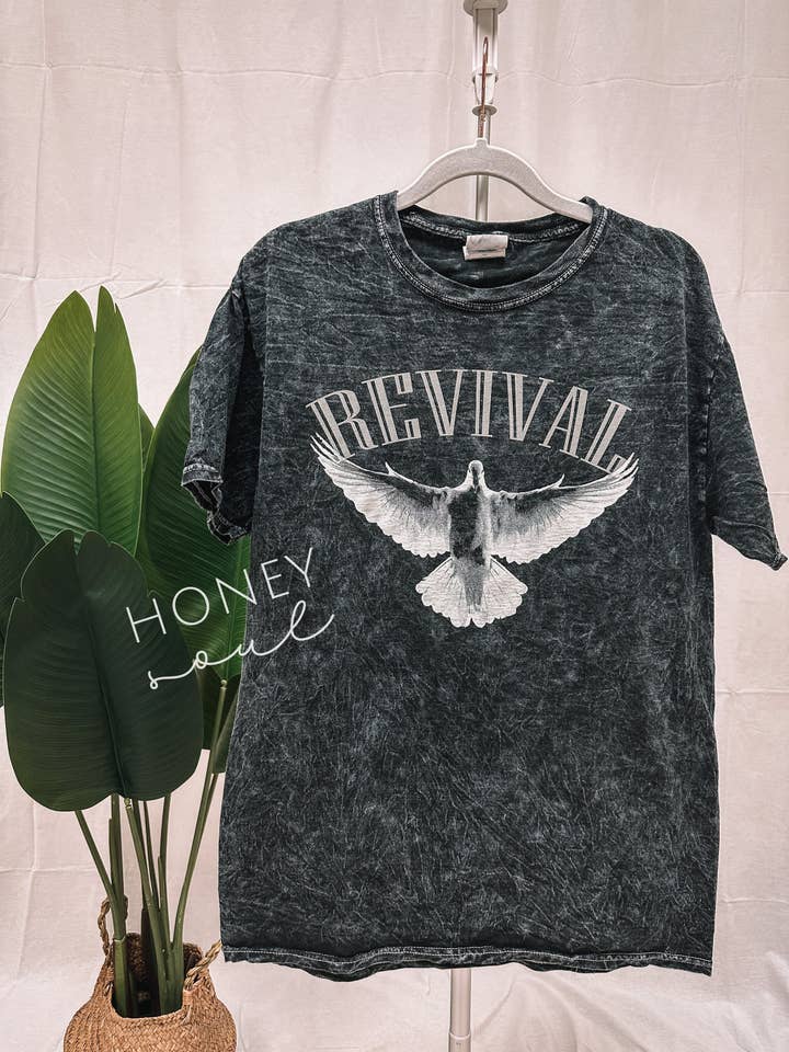 Honey Soul LLC - Wholesale Screen Printed T-Shirt - Women's - Revival Dove Mineral Wash Tee