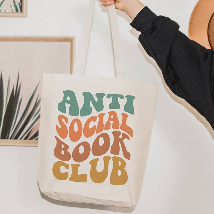 Lucky Luna Apparel - Wholesale Tote Bag - Women's - Anti-Social Book Club Tote Bag