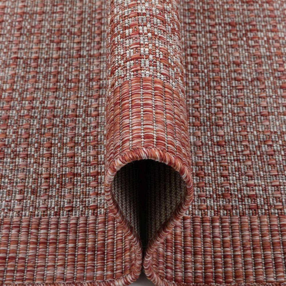 Well Woven – Engroshandel Løst tæppe – Odin Solid & Stribet Border Indendørs Udendørs Koral Flatweave9