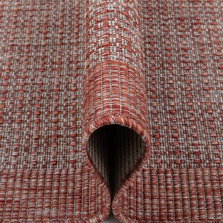 Well Woven - Vendita all'ingrosso Tappeto - Odin, corallo a trama piatta, con bordo a righe e bordi solidi, per interni ed esterni9