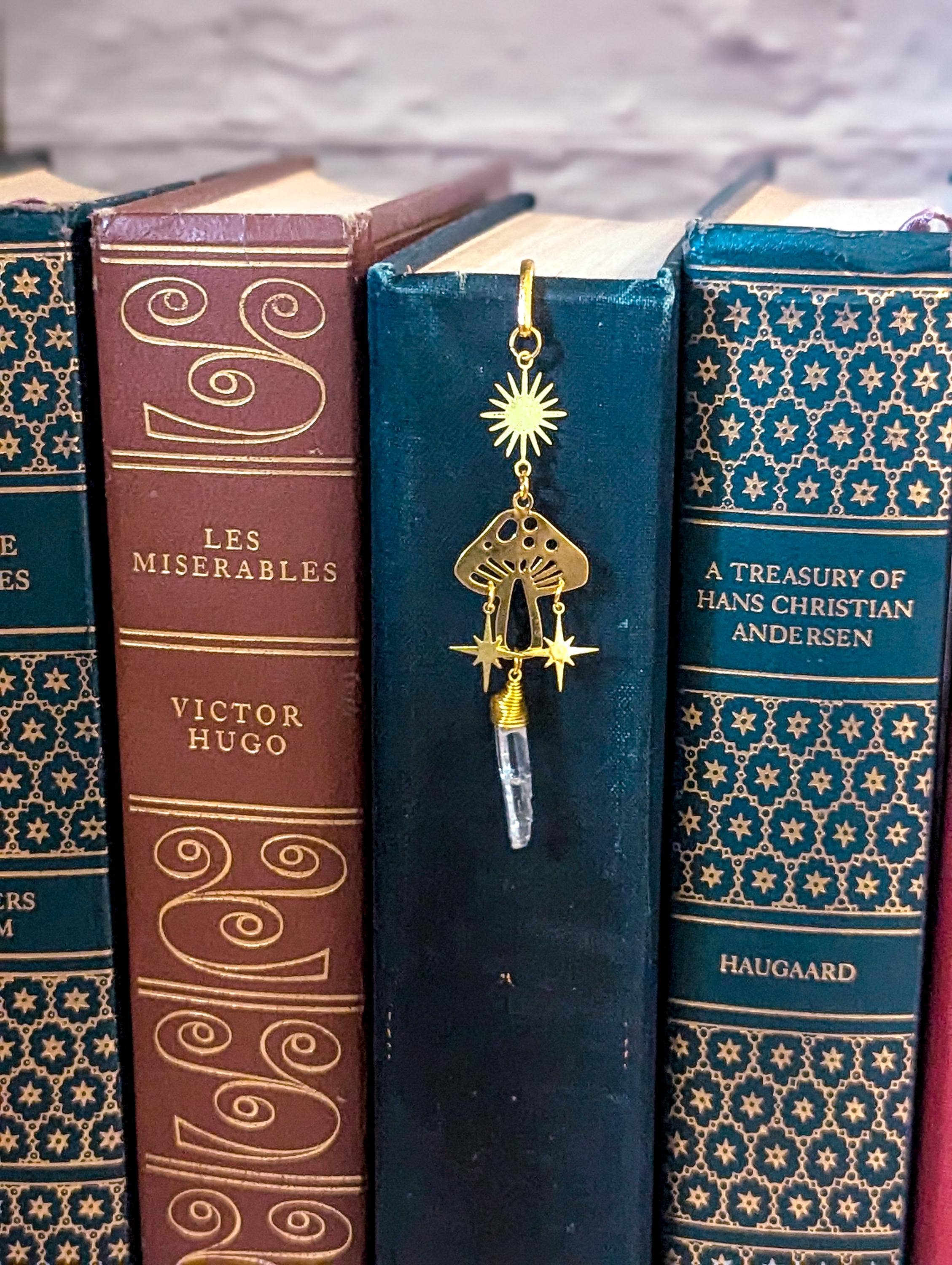 Bookish Trinkets - Wholesale Bookmark - Magical Mushroom Bookmark with Natural Stone Pendant2