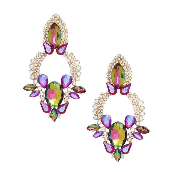 Multi Color Drop Radiant Crystal Teardrop Multicolor Earrings for wholesale on Faire