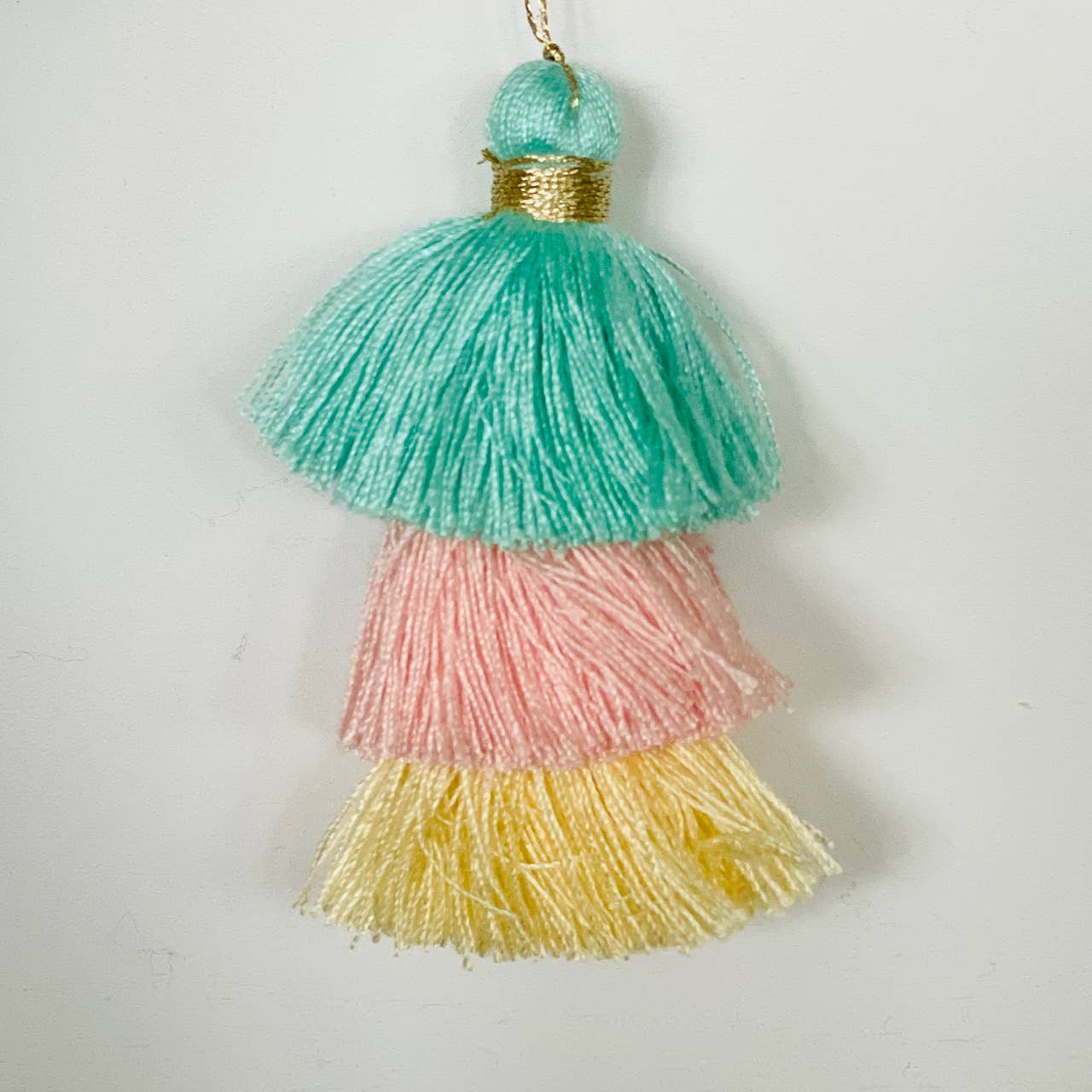 Palmy Pineapple - Wholesale Keychain - Women's - 3 Tiered Ombre Cotton Tassel with Gold Loop9