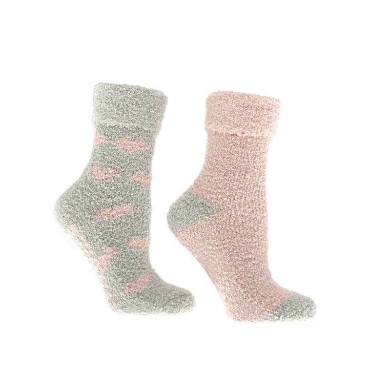 MinxNY - Wholesale Socks - Women's - Lavender Infused 2-Pair Slipper Socks - Hearts12