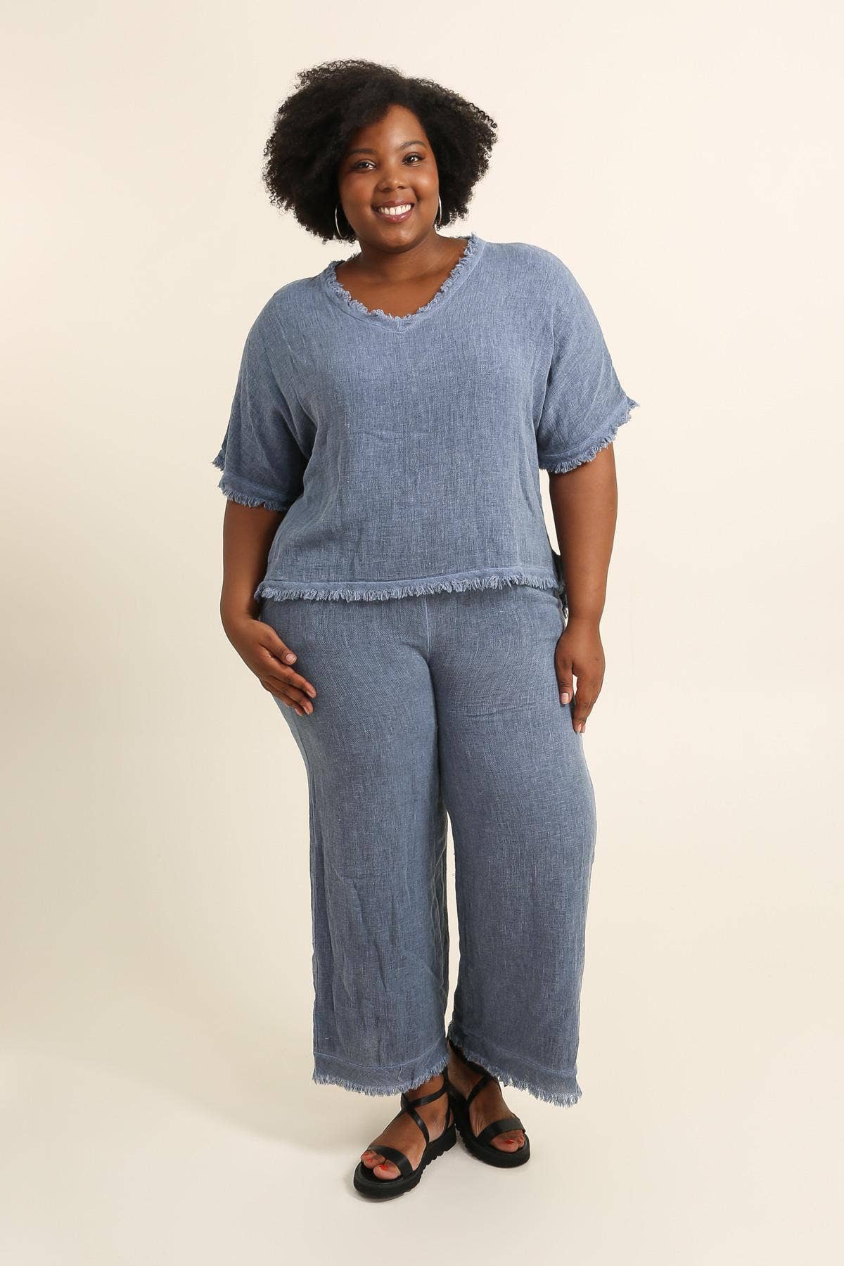 Lea & Luc - Grandes Tailles - Wholesale Pants - Women's - Plus size linen trouser SKU 9998