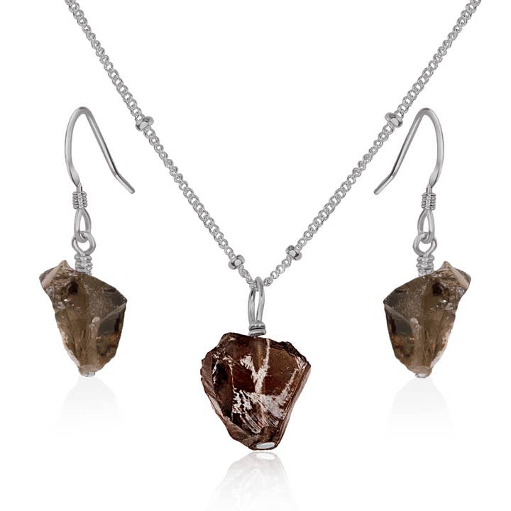 Luna Tide - Wholesale Jewellery set - Raw Smoky Quartz Crystal Jewellery Set18