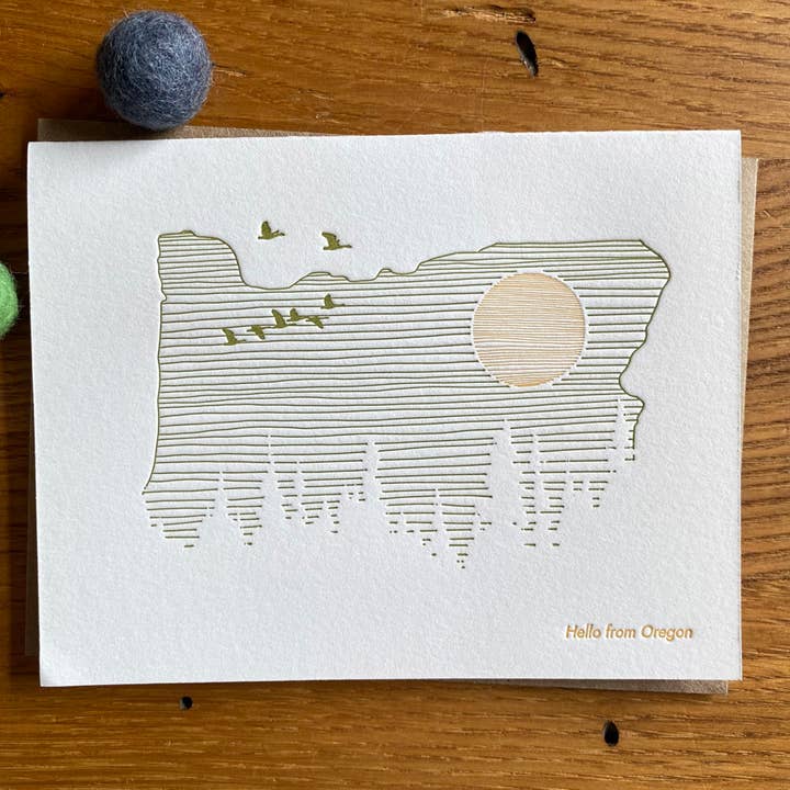 Lark Press - Wholesale Everyday Greeting Card - Hello from OREGON Letterpress Card