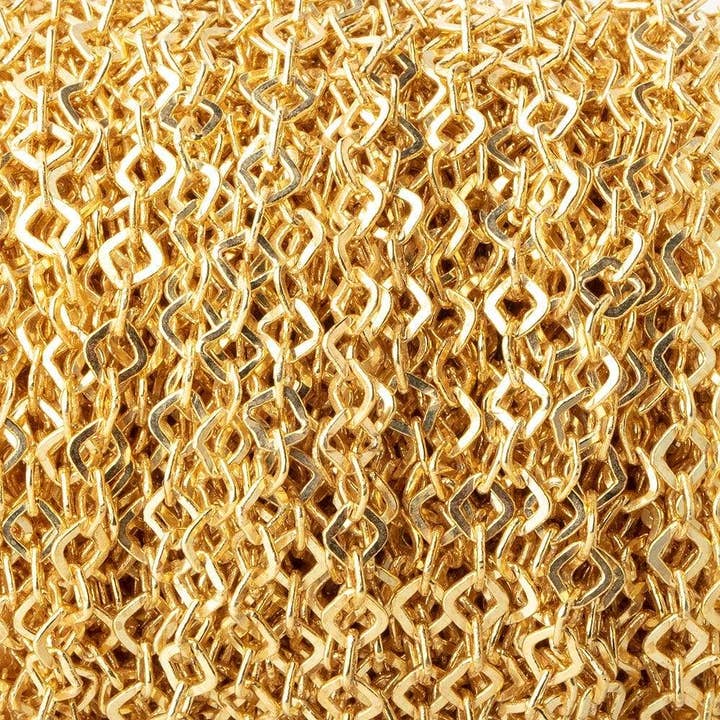 3 Feet - 4mm Gold plated Flat Square Link Chain for wholesale by Beads of Cambay