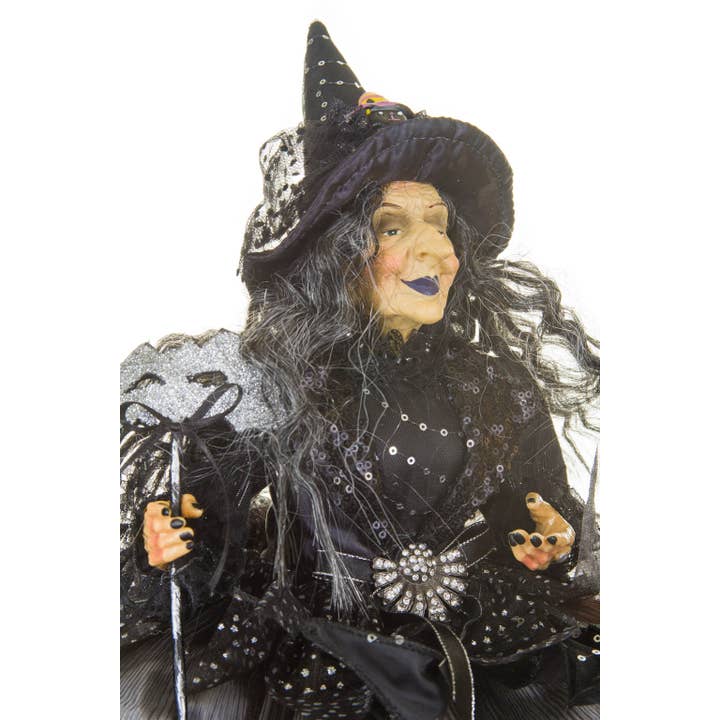 Starlight Collection - Wholesale Decorative figurine - Black/grayish Silver Smiling Witch with Masquerade Mask3
