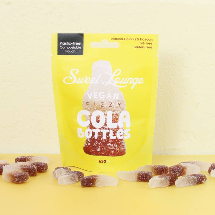 Sweet Lounge – Engroshandel Vingummi – Veganske Fizzy Cola Flasker (Plastfri) 65g