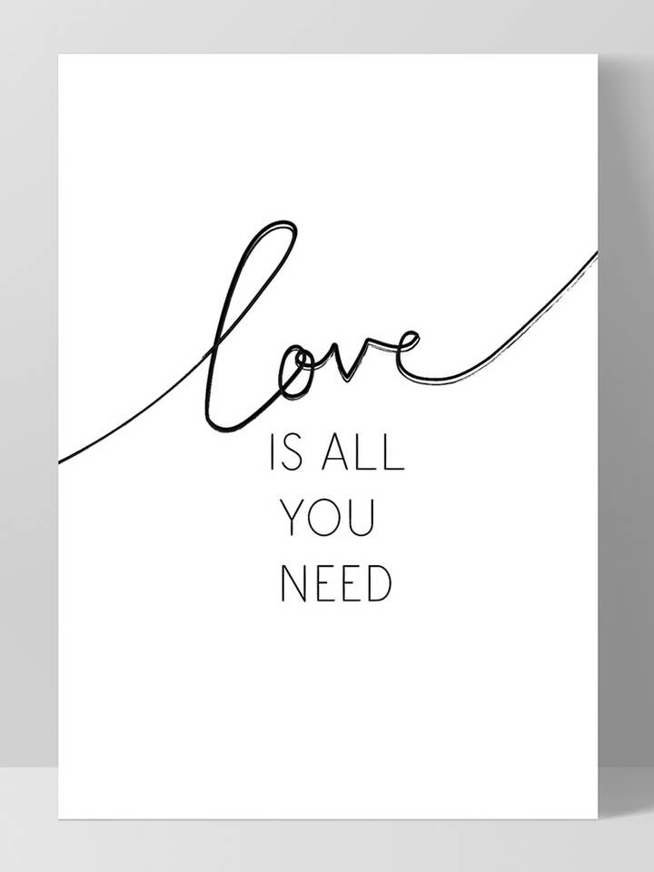 Love Wall Art. All You Need is Love Quote. Art Print for wholesale by PRINT AND PROPER