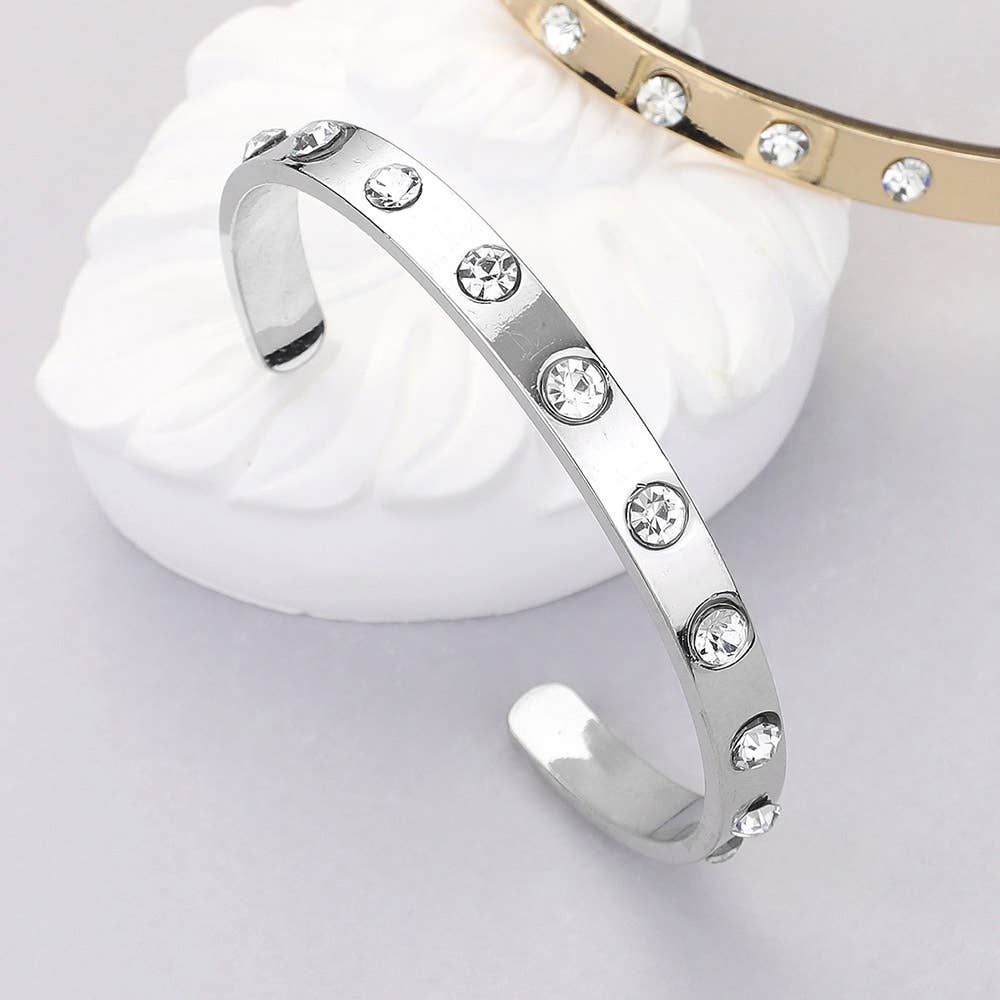 Sensibling Corp. - Wholesale Cuff Bracelet - Round Stone Embellished Colored Cuff Bracelet0