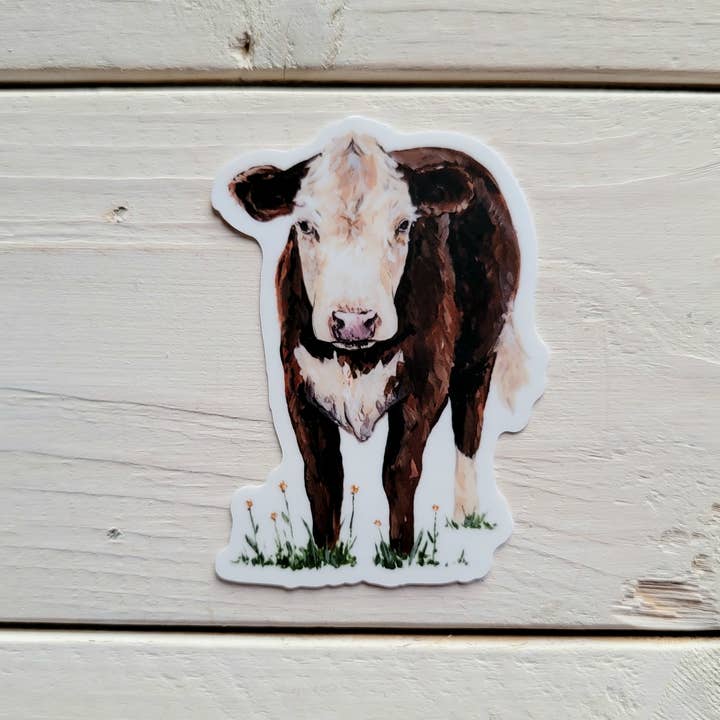 The Cranberry Finch - Wholesale Sticker - Hereford Red and White Cow Vinyl Sticker1