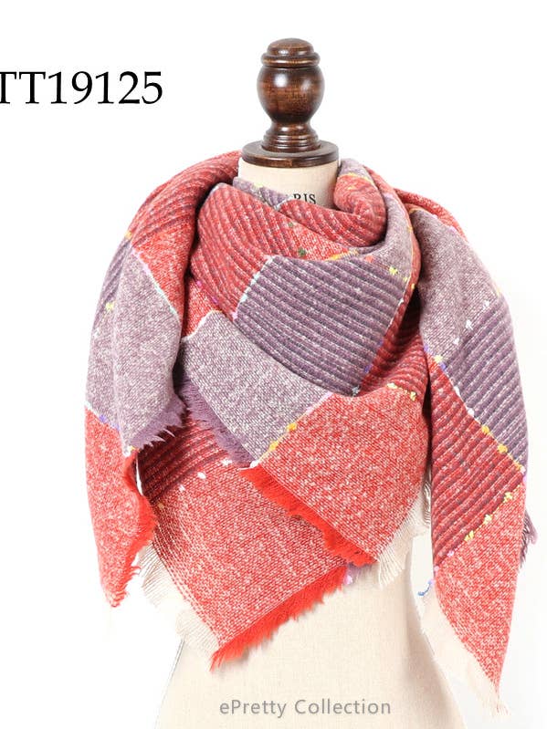 Bufanda cuadrada de bloque de color rojo/morado TT19125 para venta al por mayor de ePretty
