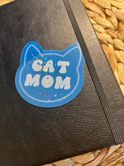 KDC Craft Shop - Wholesale Sticker - Cat Mom Sticker | Cat Dad Sticker | Holographic Cat Sticker0