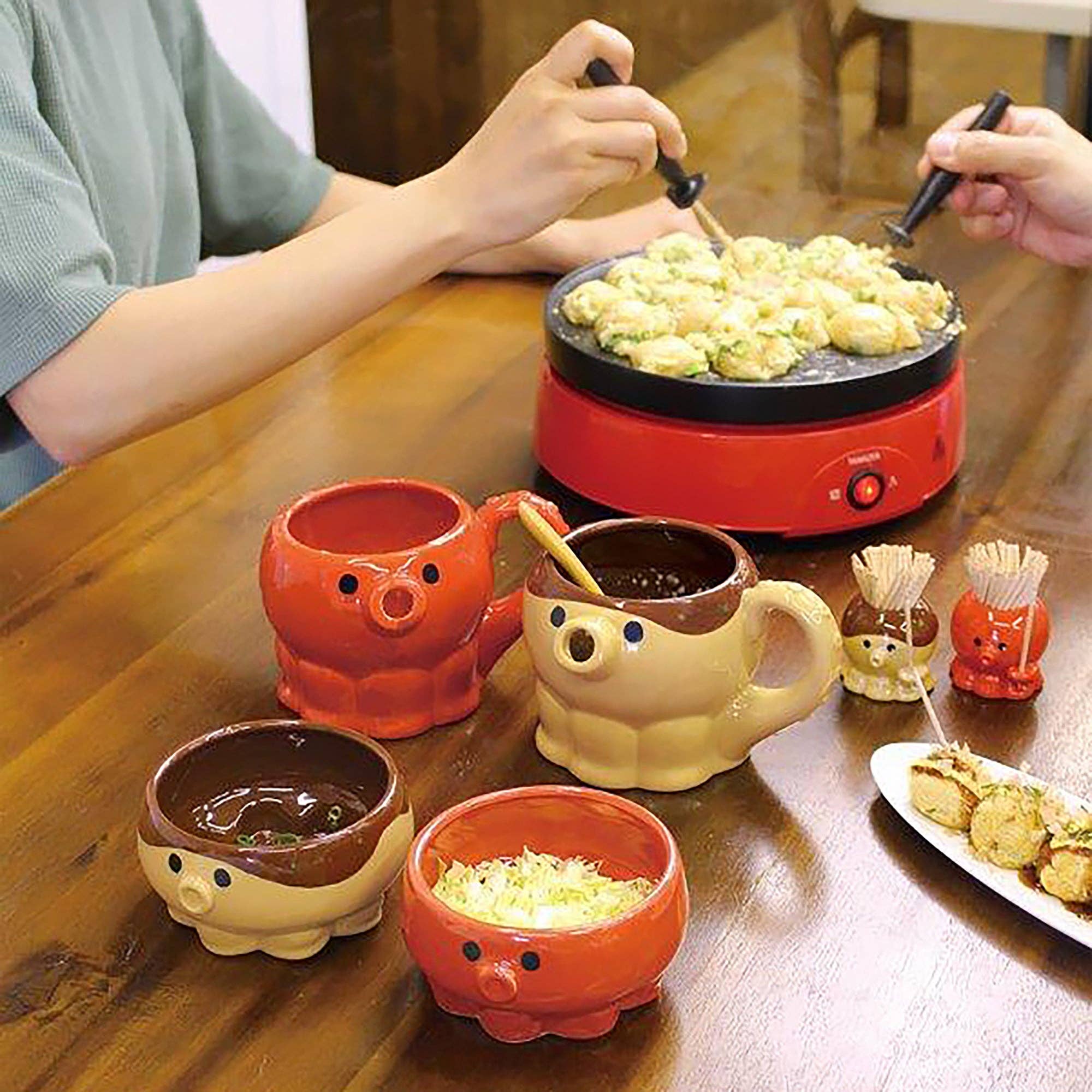 MinoCraft - Vente Bol de service - Service à takoyaki en céramique7