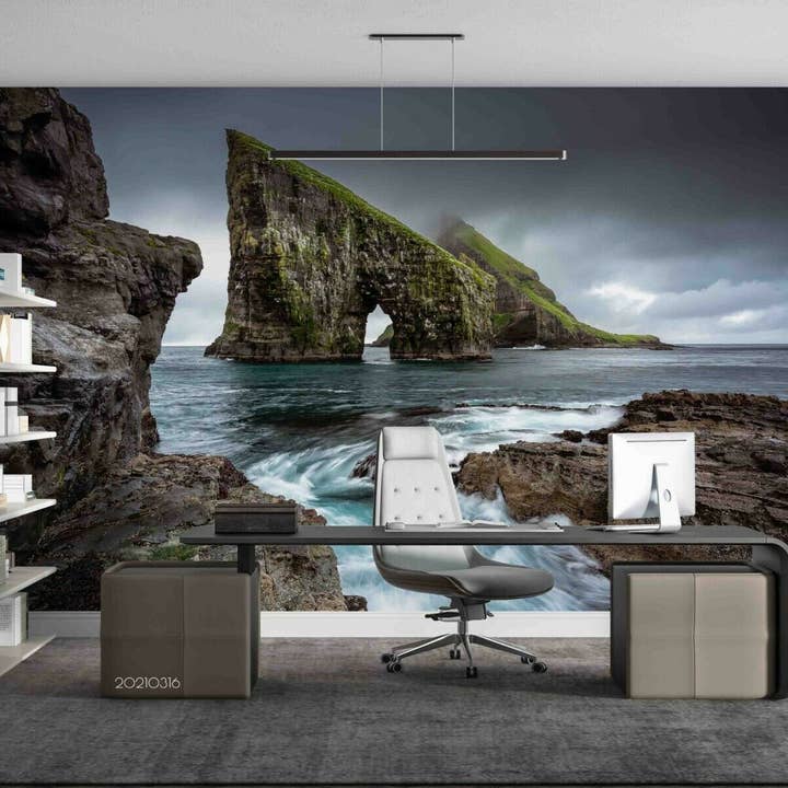 Fresque Murale en Papier Peint Pierre Mer Montagne 3D YXL 883 pour la vente par Jess Art Decoration